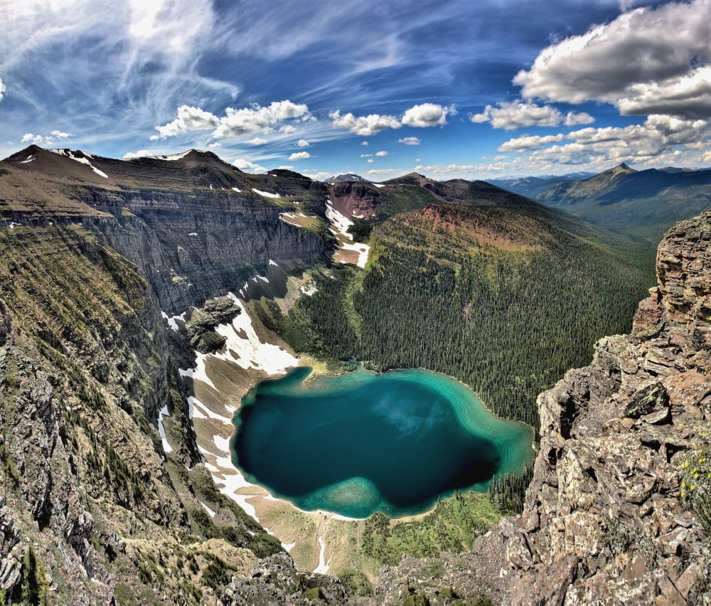 High Angle View Of Lake Akamina Ridge British Columbia Canada Canvas Art - Clarke Wiebe Design Pics (32 x 28)