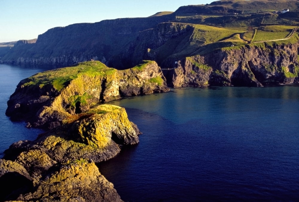 High Angle View Of Rock Formations In The Sea County Antrim Northern Ireland Canvas Art - The Irish Image Collection Design Pics (34 x 22)