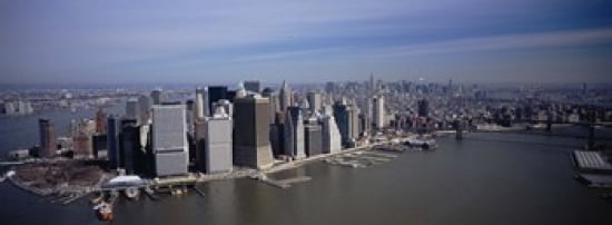 High Angle View Of Skyscrapers In A City Manhattan NYC New York City New York State USA Canvas Art - Panoramic Images (36 x 13)