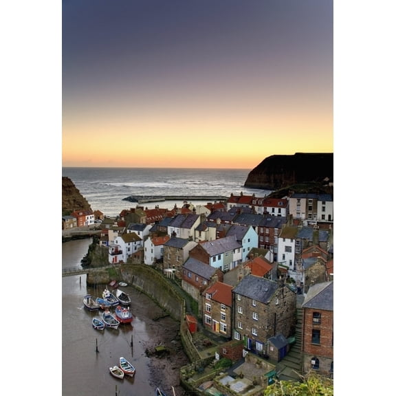 High Angle View Of Staithes Townscape; North Yorkshire England Uk Poster Print