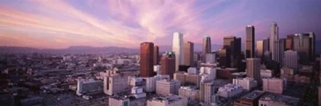 High Angle View Of The City Los Angeles California USA Canvas Art - Panoramic Images (18 x 6)