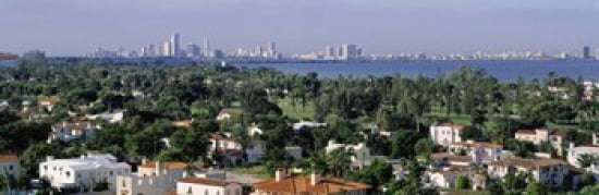 High Angle View Of The City Miami Florida USA Canvas Art - Panoramic Images (36 x 12)