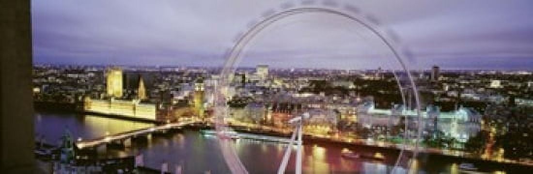 High Angle View Of The Millennium Wheel London England United Kingdom Canvas Art - Panoramic Images (18 x 6)