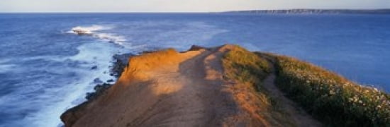 High Angle View Of The Sea From A Cliff Filey Brigg England United Kingdom Canvas Art - Panoramic Images (36 x 12)