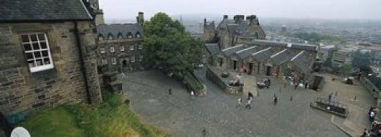 High Angle View Of Tourists In A Castle Edinburgh Castle Edinburgh Scotland United Kingdom Canvas Art - Panoramic Images (36 x 13)