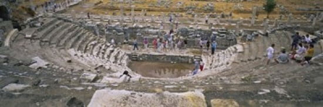High Angle View Of Tourists In An Ancient Building Ephesus Turkey Canvas Art - Panoramic Images (18 x 6)