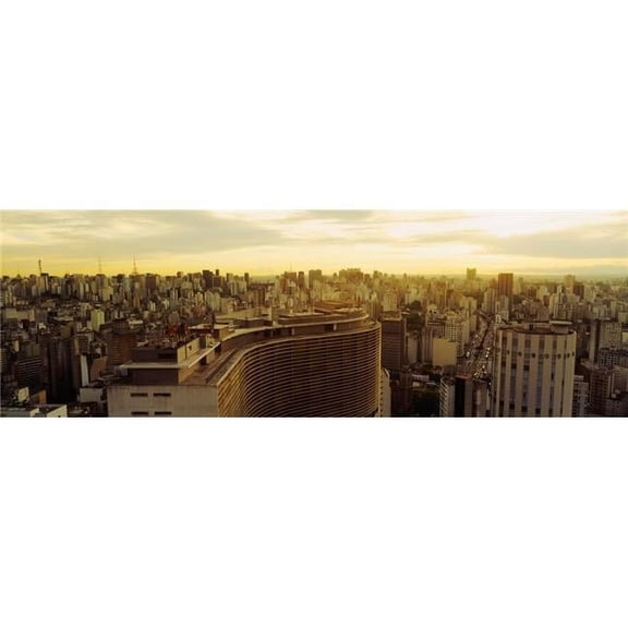 High Angle View of A City Copan Building Hotel Hilton Rua Consolacao Sao Paulo Brazil Poster Print, 36 x 12