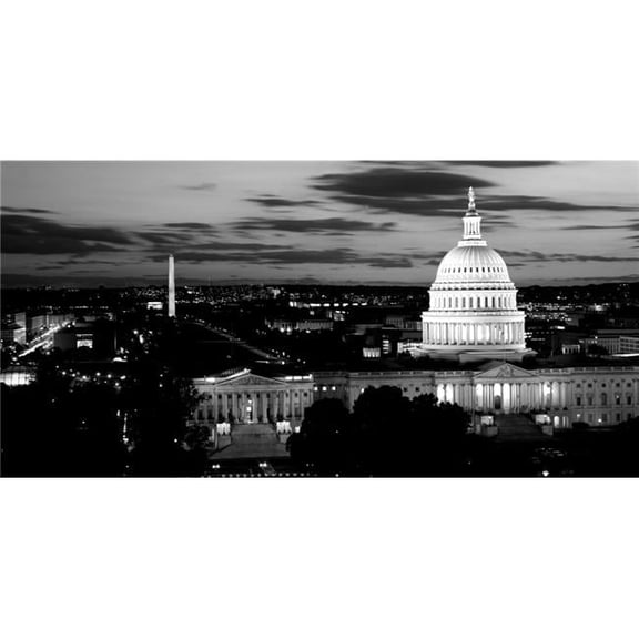 High Angle View of A City Lit Up At Dusk Washington Dc USA Poster Print