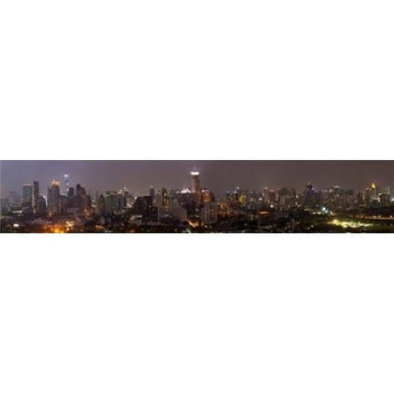 High Angle View of City At Dusk Bangkok Thailand Poster Print 22 x 4