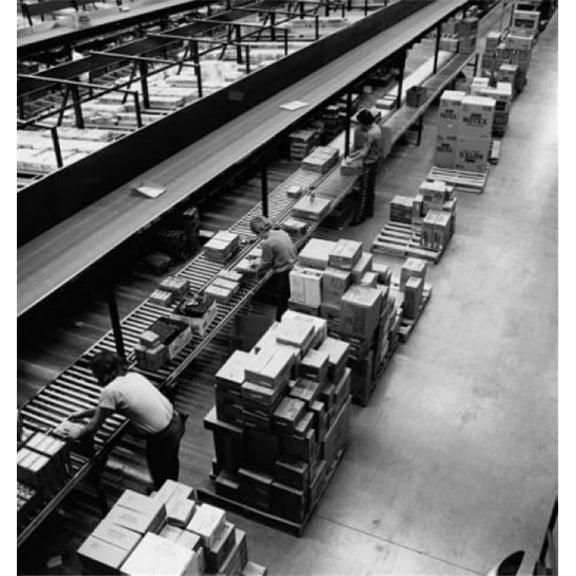 High Angle View of Manual Workers Working in a Factory Poster Print - 18 x 24 in.
