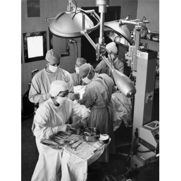 High Angle View of Surgeons Performing A Surgery in An Operating Room Poster Print