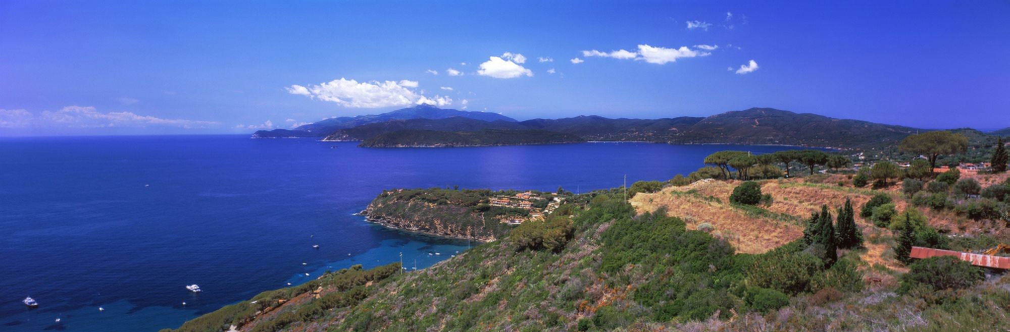 High Angle View of sea Golfo Stella Lacona Capo Della Stella Island of Elba Tuscany Italy Canvas Art - Panoramic Images (27 x 9)