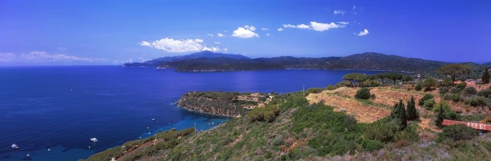High Angle View of sea Golfo Stella Lacona Capo Della Stella Island of Elba Tuscany Italy Canvas Art - Panoramic Images (36 x 12)
