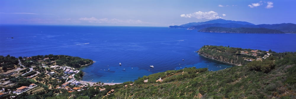 High Angle View of sea Golfo Stella Pareti Island of Elba Tuscany Italy Canvas Art - Panoramic Images (36 x 12)
