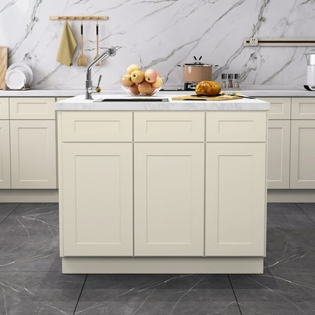 High Antique White Sink Base Cabinet - 30" W X 24" D 34.5" H Plywood Convenient 30x24x34.5