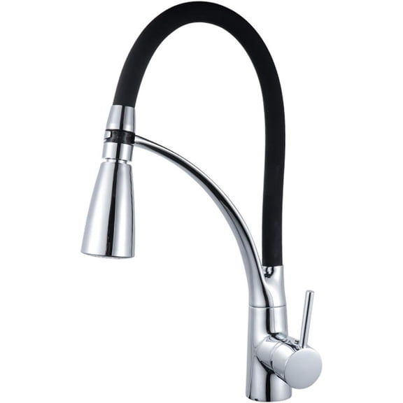 High Arc LED Pull-Out Kitchen Faucet with Sprayer, 360Rotation Stretch Hot and Cold Water Mixer Tap, Single Handl Brass Kitchen Sink Faucet, Shiny Plating