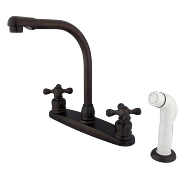High Arch Kitchen Faucet With White Sprayer - Oil Rubbed Bronze Finish ...