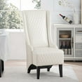 thumbnail image 1 of High Back Armless Dining Chair, Retro Wing Back King Throne Chair with Curved Backrest and Birch Legs, PU Leather Upholstered Accent Chair Side Chair for Living Room Dining Room Bedroom, White, 1 of 7