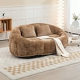thumbnail image 1 of High Back Bean Bag Chair Couch, Giant Lazy Floor Loveseat Sofa with 2 Pillows&Armrests, Comfort Boucle Stuffed Lounger Chairs  for Kids, Adults, Couple, Coffee, 1 of 5