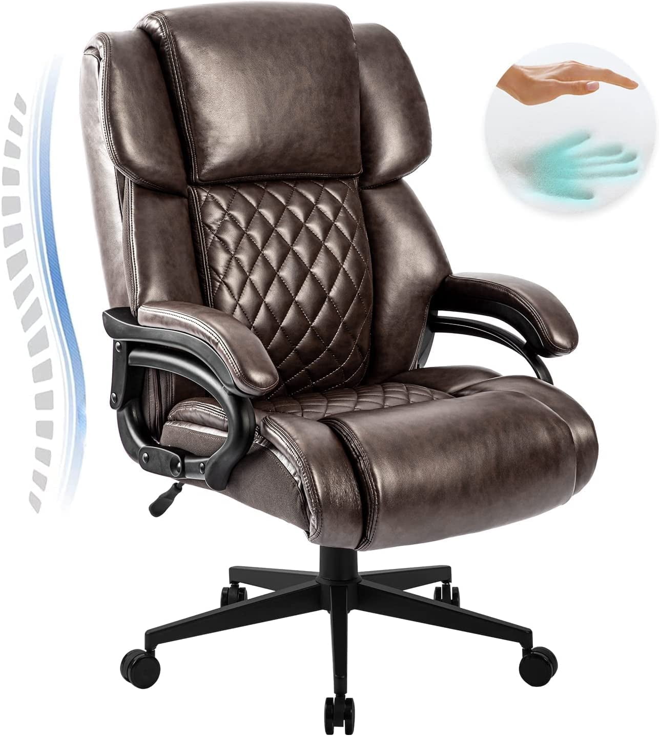 High Back Big & Tall 400lb Office Chair - Heavy Duty Metal Base ...