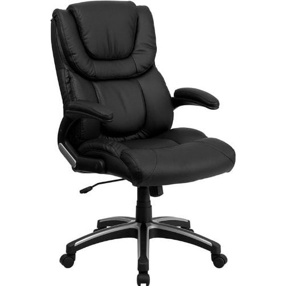 High-Back Black Leather Executive Swivel Office Chair
