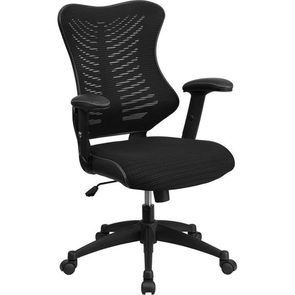 High Back Black Mesh Executive Swivel Chair - Adjustable Arms