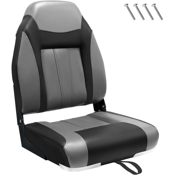 High Back Boat Seat Swivel Seat for Row Boat Single Black Gray Boat Seats for Pontoon Fishing Folding Chiar