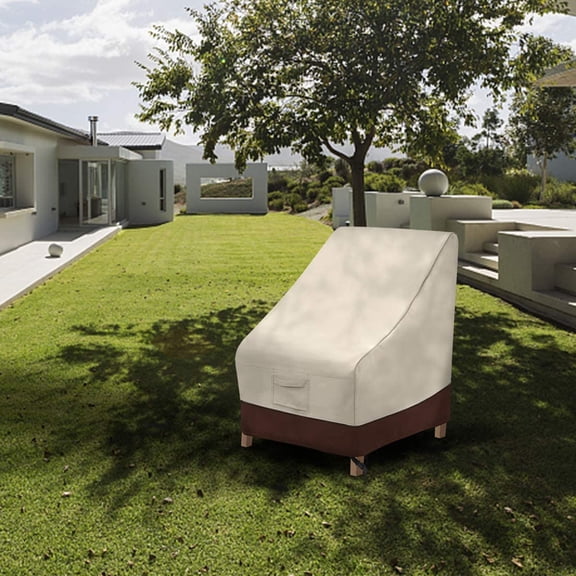 High Back  Chair Cover, Waterproof Outdoor Chair Covers, 600D Heavy Duty High-Back Chair Outdoor  Furniture Cover - (2 Pack, Beige & Brown)