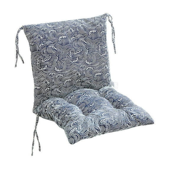 High Back Chair Cushion, Outdoor Rocking Chair Cushion, Rainproof Foldable Patio Chair Cushion with Straps, Soft Comfortable Durable Polyester Fabric, 40x80cm, Yellow Blue