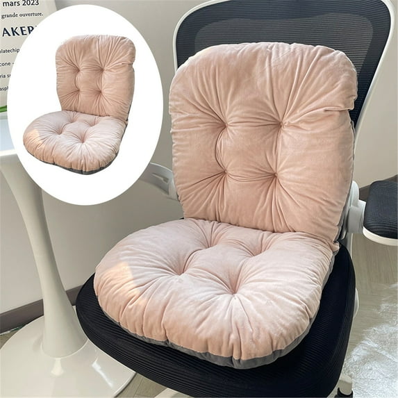 High Back Chair Cushion with Ties - Plush Soft Seat Cushion, Removable Cover, Non-Slip Pad for Kitchen Dining Room, Office, Car - Lumbar Support (Brown)