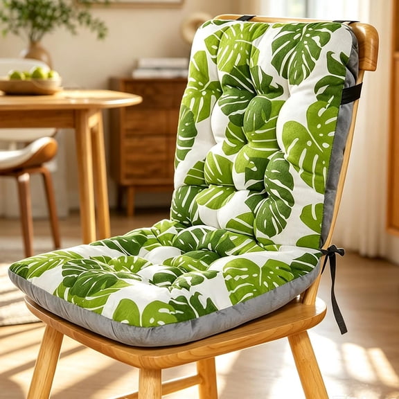 High-Back Chair Cushion with Ties, Thick Double-Sided Seat Pad