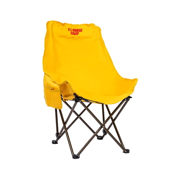 High Back Chair Foldable, Portable Folding Chair with Side Storage Bag, Indoor and Outdoor Available, Turmeric