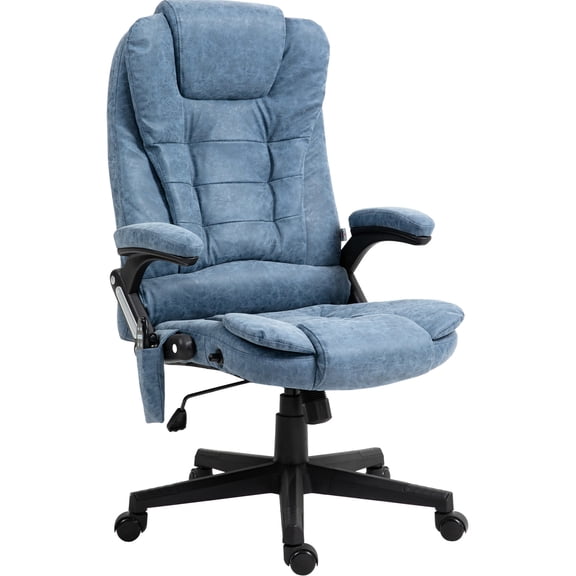 High Back Desk Chair | Vibration Massage and Heated Lumbar for Work Relief | PU Upholstered | Soothe Back Discomfort
