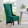 thumbnail image 1 of High Back Dining Chair, 23inch Wide Fabric Upholstered Wingback Side Chair, Modern Accent Chair with Arms and Solid Wood Legs for Kitchen, Dining Room and Living Room, Retro Green, 1 of 7