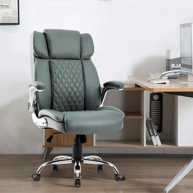 High Back Ergonomic Office Chair Flip Arms Big & Tall Executive Swivel