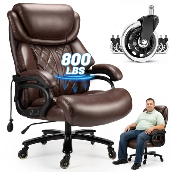 High Back Ergonomic PU Leather Executive Chair, Swivel Computer Desk Chair with Armrests