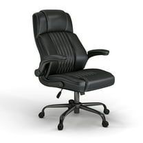 High-Back Executive Office Chair, Black PU Leather, Adjustable Armrests, Headrest & Lumbar Support, Ergonomic Swivel Boss Chair