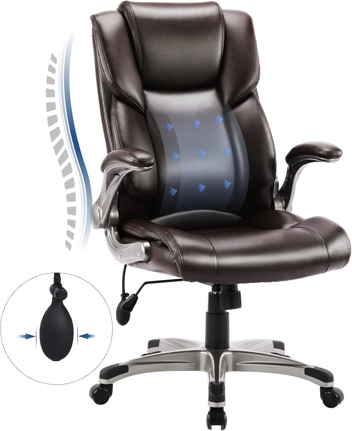 High Back Executive Office Chair- Ergonomic Home Computer Desk Leather ...