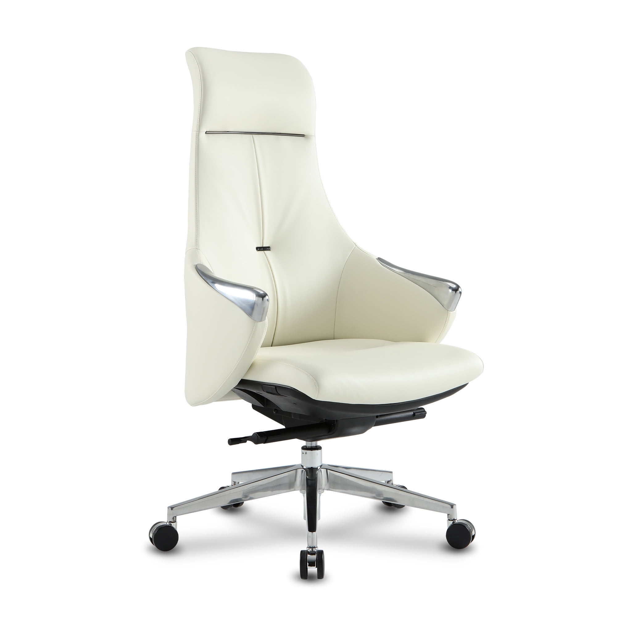 High Back Executive Office Chair, Ergonomic Leather Office Chair White