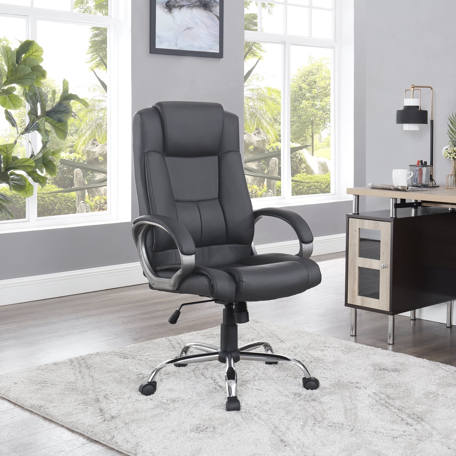 High-Back Executive Office Chair by Naomi Home-Color:Black,Style