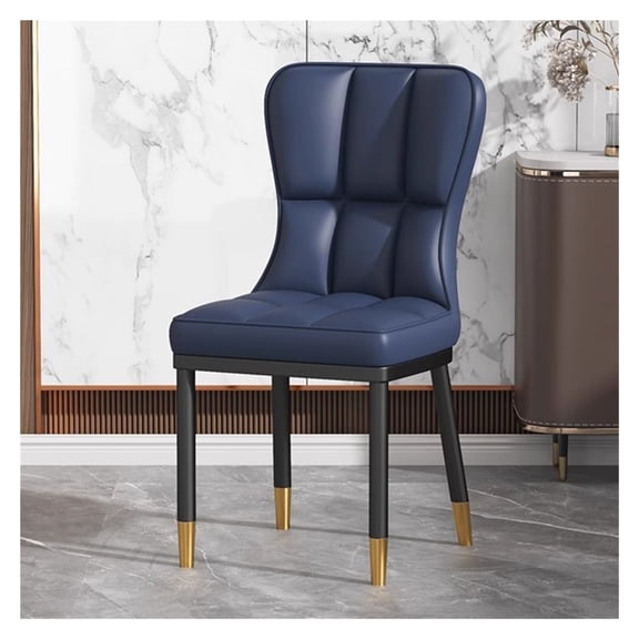 High-Back Faux Leather Dining Chairs Modern Sturdy Upholstered Accent Side Chair Padded Seat with Metal Legs for Kitchen Living Room Bedroom