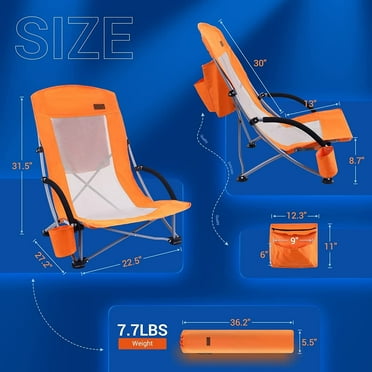 High Back Folding Beach Chair Set of 1 Orange