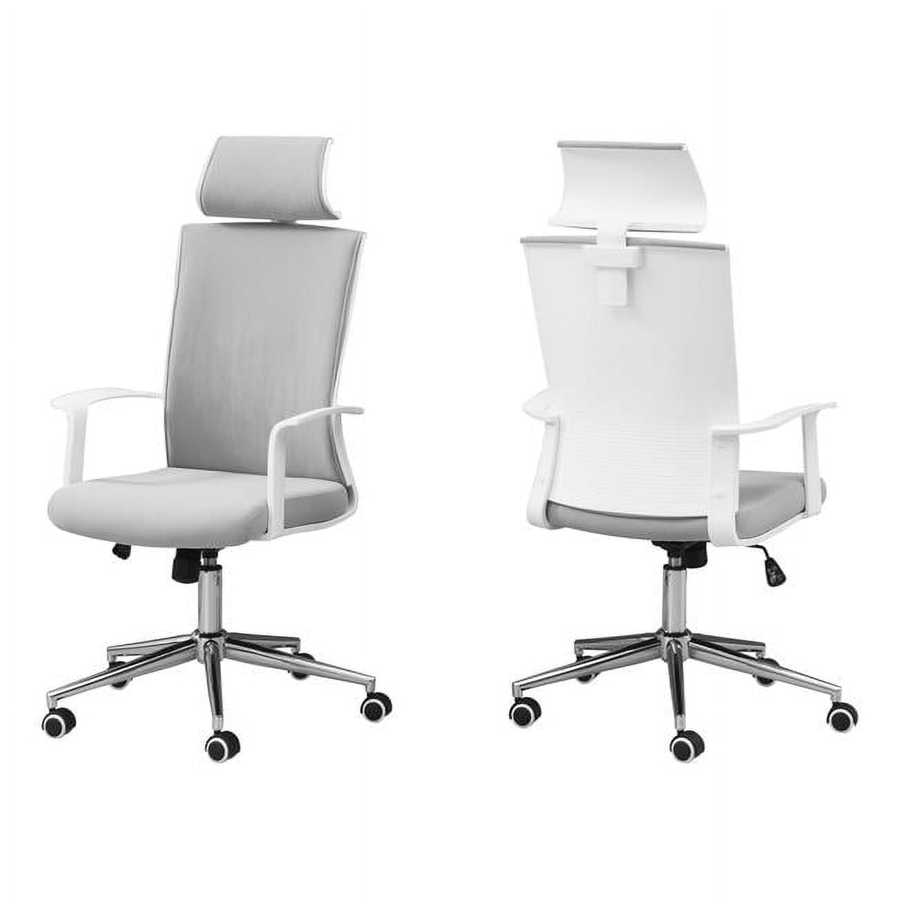 High Back Grey Fabric Executive Office Chair, White
