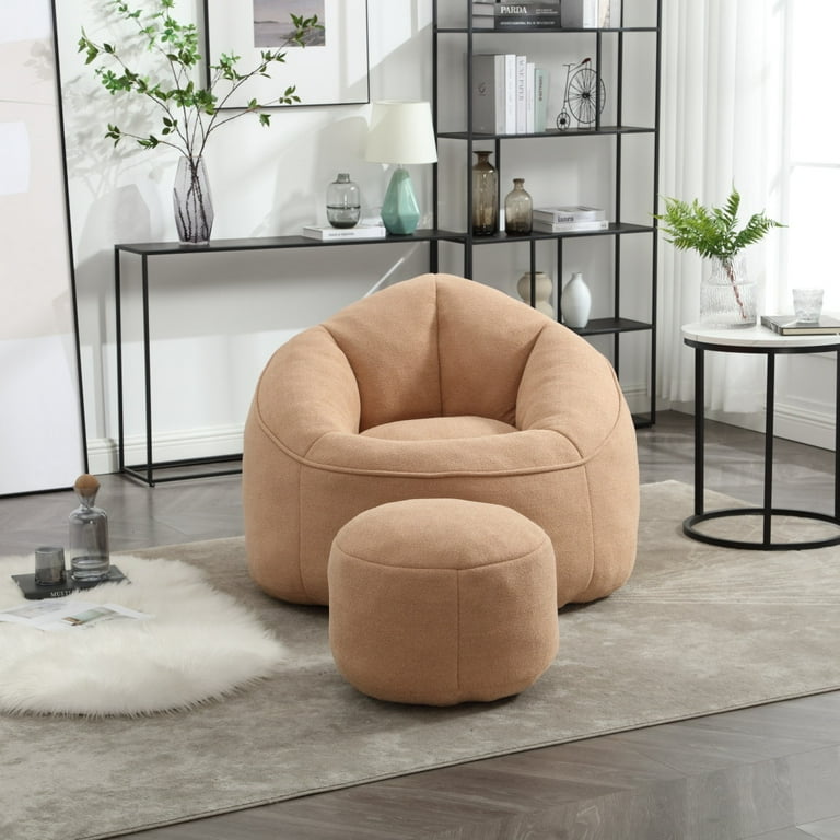 High Back L-shape Bean Bag Chairs with Footrest, Single Gaming