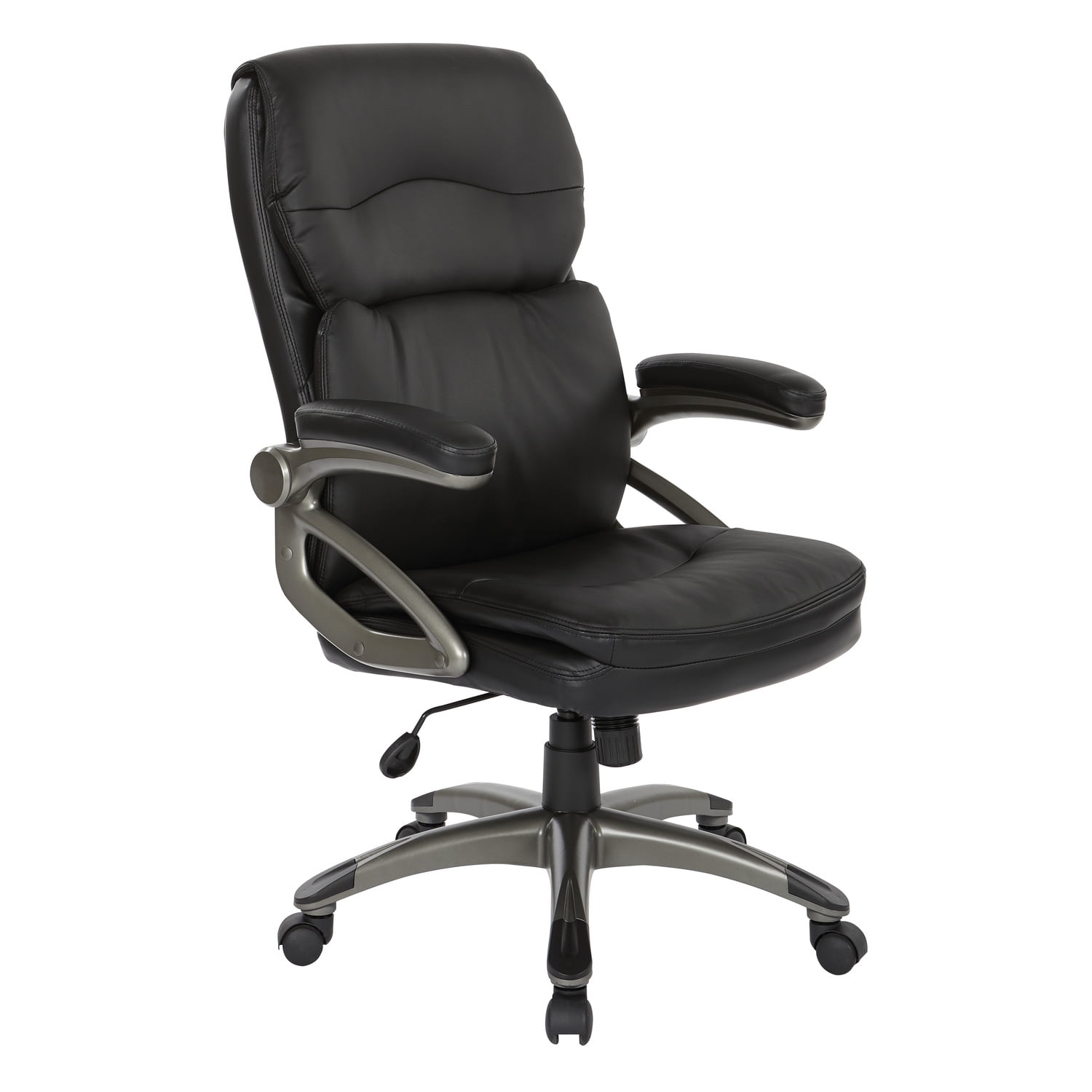High Back Black Leather Executive Office Chair with Metal Base