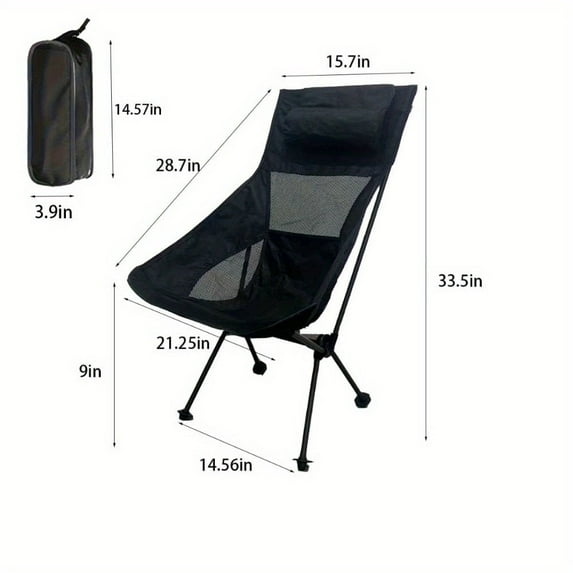 Moon Lence Camping Lightweight Chair Compact Portable Folding Camping Chairs with Carry Bag, Black