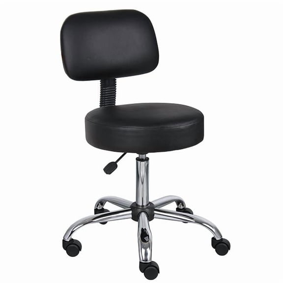 High Back Medical Stool Chair With Backrest - B245 - Black Vinyl