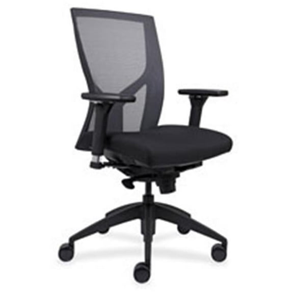 High-Back Mesh Chairs with Fabric Seat - Black
