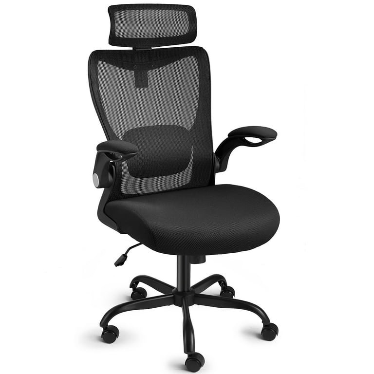 Office Chair, Ergonomic Desk Chair with Adjustable Lumbar Support, High  Back Mesh Computer Chair with Flip-up Armrests-BIFMA Passed Task Chairs