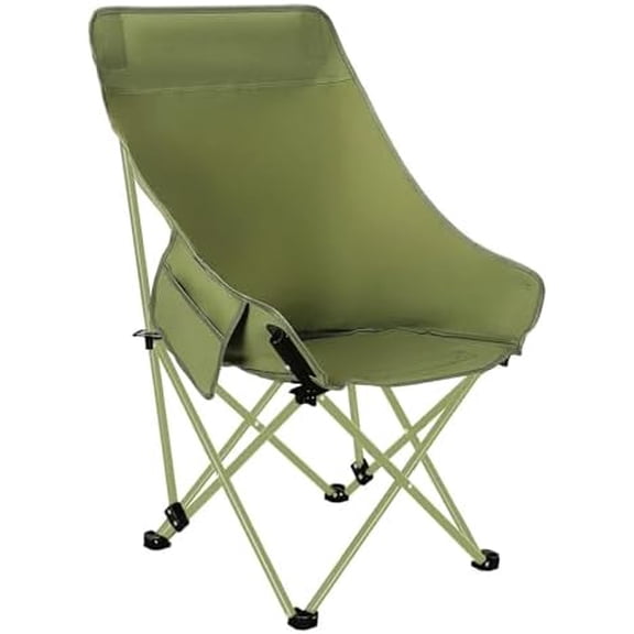 High Back Moon Camping Chairs Portable Large Heavy Duty Folding Saucer Lounge Chair with Side Storage Pocket Head Padded, Supports up to 400lbs$$Sport & Recreation Other